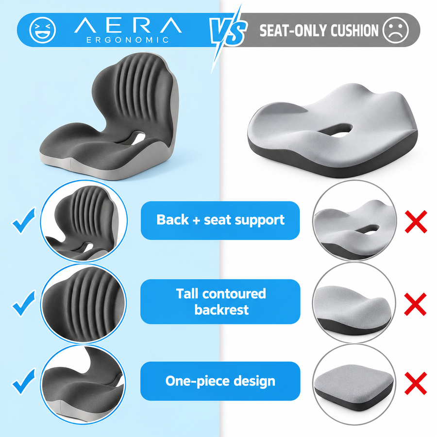 Integrated back and seat design compared with a seat-only cushion